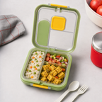 96 Pieces Green Rectangular Compartment Lunch Box with Secure Lid and Cutlery, 1 Piece