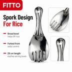96 Pieces Stainless Steel Rice Serving Spork, Large 29 cm