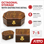 96 Pieces Wooden Octagonal Storage Box with Front Latch, 7 x 5 Inch, Brown