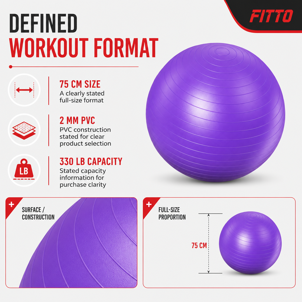 96 Pieces PVC Exercise Balls for Fitness and Yoga, 75 cm, 2 mm, 330 lb Capacity