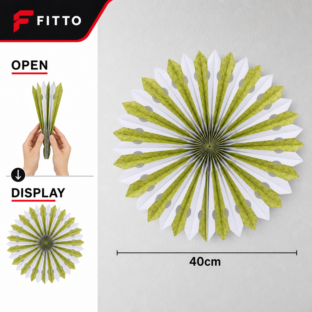 240 Pieces Green Paper Honeycomb Fan Decoration, 40 cm, 1 Piece
