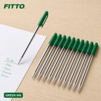 144 Pieces 77 Ball Pens, Green Ink, 10 Pack