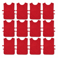 48 Pieces Sports Training Bibs, Lightweight Fabric with Side Straps, Standard Size, Red, 12-Piece Pack