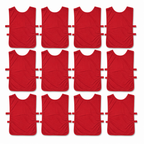 48 Pieces Sports Training Bibs, Lightweight Fabric with Side Straps, Standard Size, Red, 12-Piece Pack