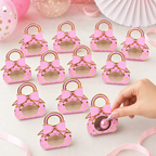 96 Pieces Pink Handbag-Shaped Candy Favor Boxes with Bow, 12 Pieces, 9.5 x 4.3 x 13.2 cm