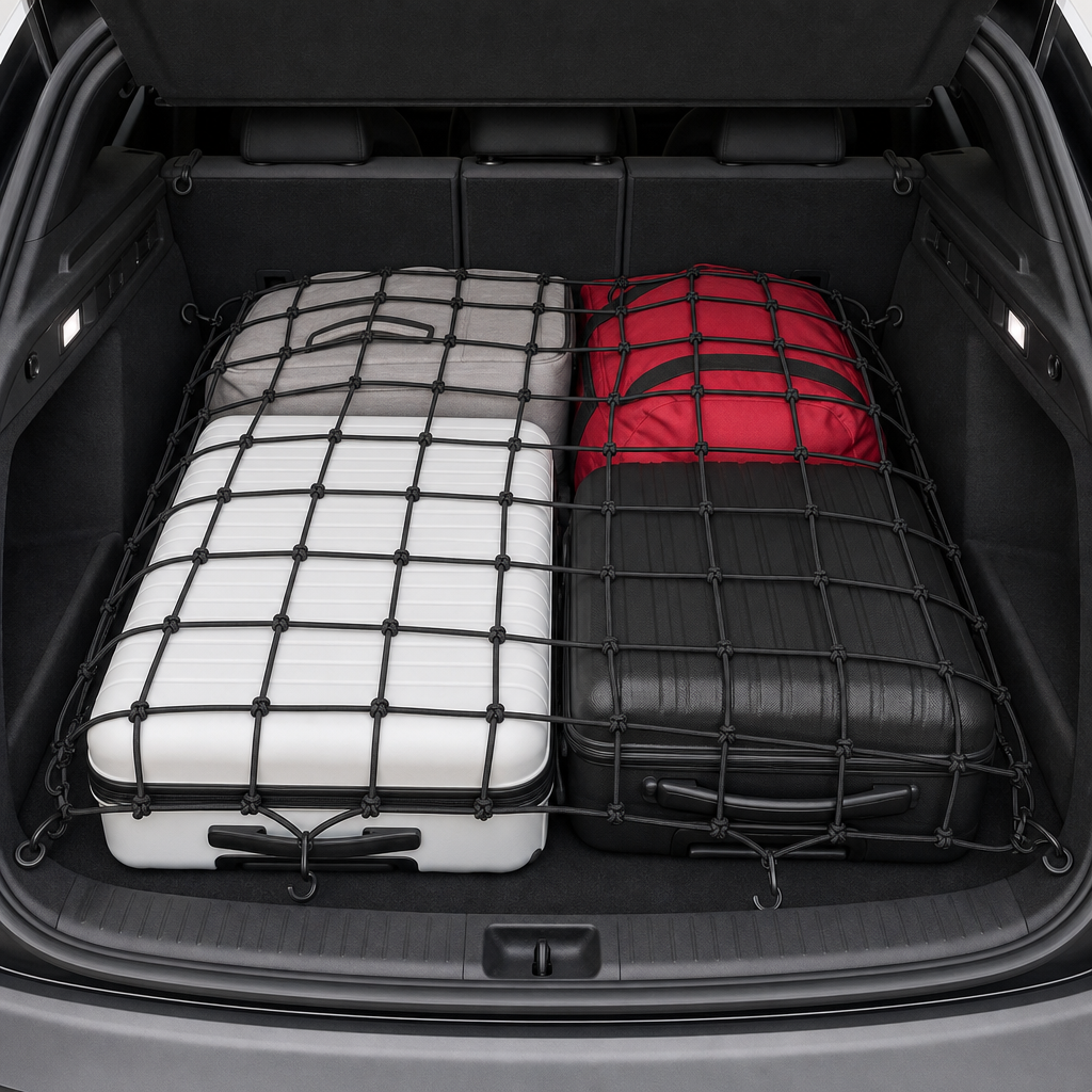 48 Pieces Elastic Cord Cargo Nets, 120 x 205 cm, 16 Hooks, Vehicle Luggage and Load Organizer