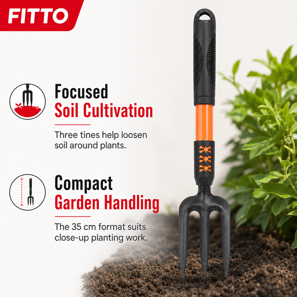 120 Pieces 3-Tine Hand Garden Fork, 35 cm, Black and Orange, 1 Piece