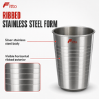 240 Pieces Silver Ribbed Stainless Steel Drinking Tumbler, 1 Piece, 11 x 8 x 8 cm