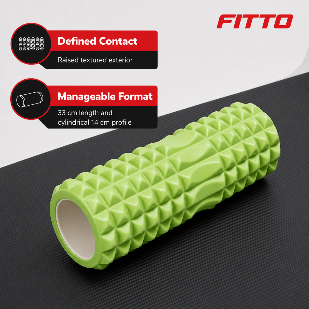 96 Pieces Textured Yoga Roller 33cm Green Cylindrical Exercise Roller