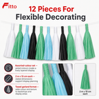 240 Pieces Tassel Garland, 2 m x 15 cm, Assorted Colours, 12 Pieces for Party Backdrops and Celebration Decor