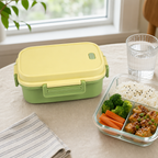 96 Pieces Plastic Lunch Box with Side Latches, Yellow and Green Rectangular 22 x 16 x 9 cm, 1 Piece
