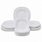 48 Pieces Ceramic Dinnerware Serving Set, White, 18 Pieces