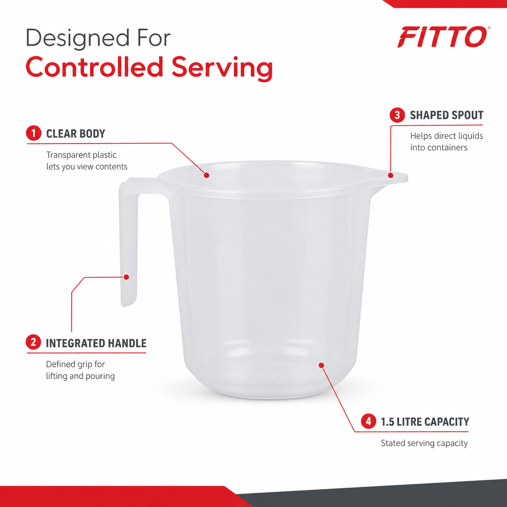 144 Pieces Transparent Plastic Pouring Mug with Handle, 1.5 Litre