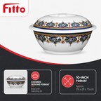 96 Pieces Melamine Serving Bowl with Lid, Decorative Pattern, 10 Inch