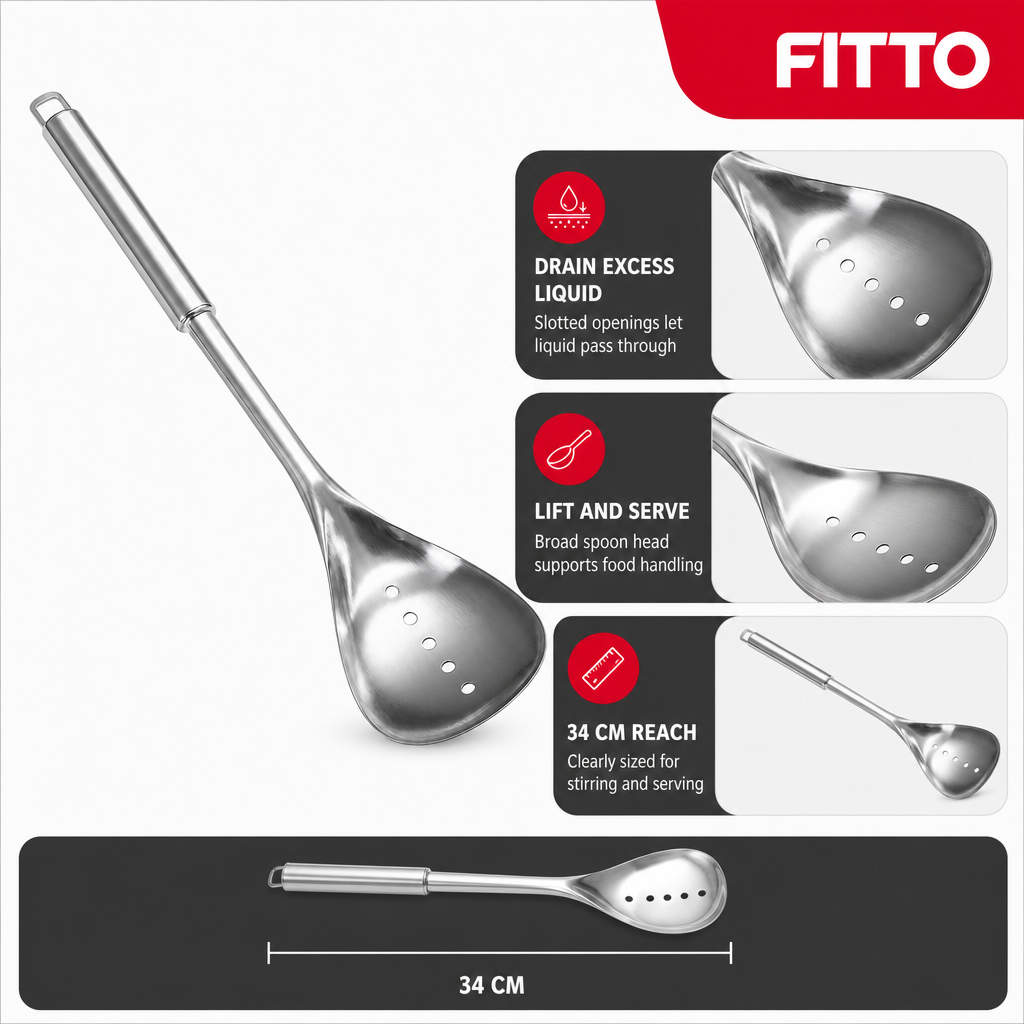 96 Pieces Stainless Steel Slotted Spoon, 34 cm, Silver Serving Utensil for Draining and Lifting Food