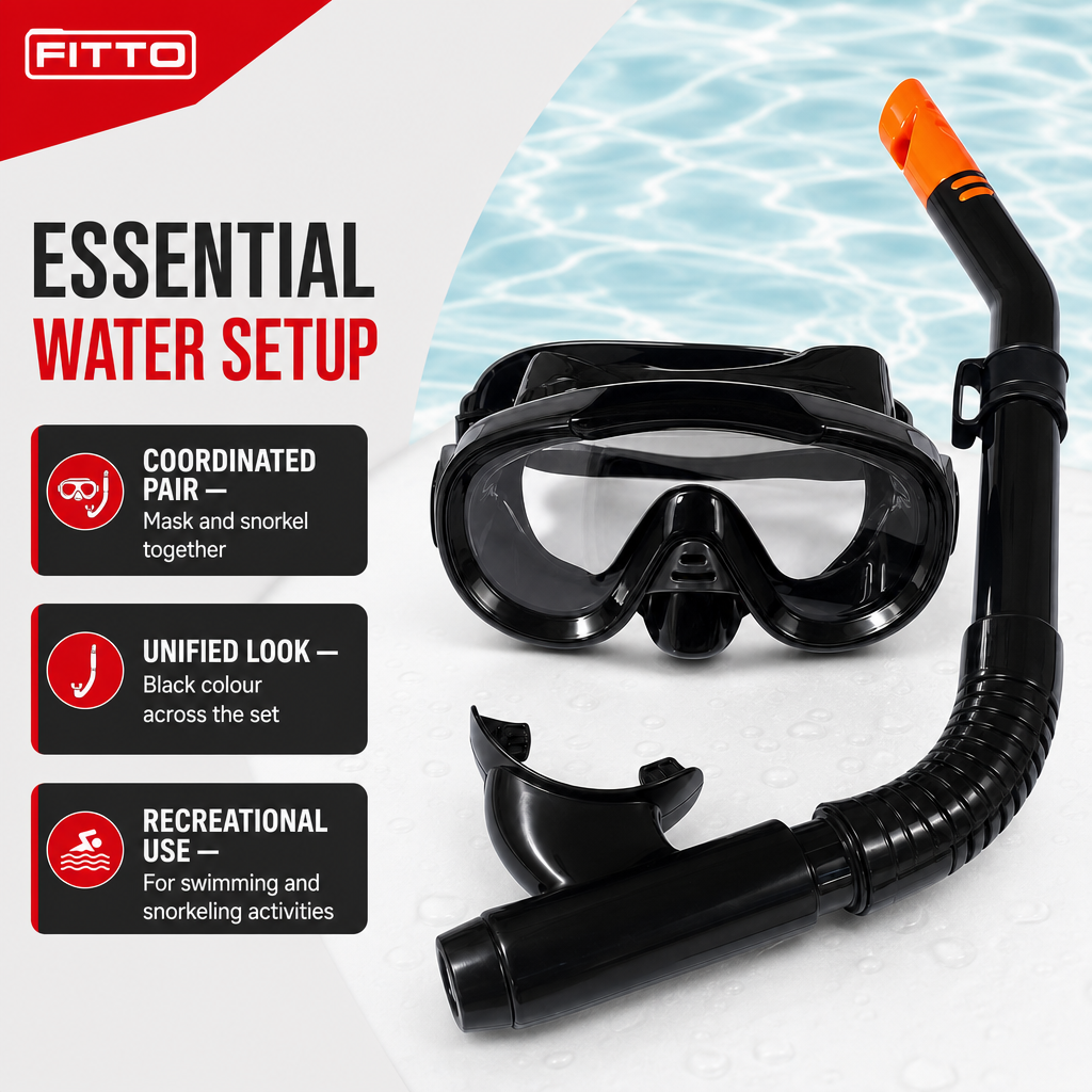 72 Pieces Swimming Mask and Snorkel Set, Black