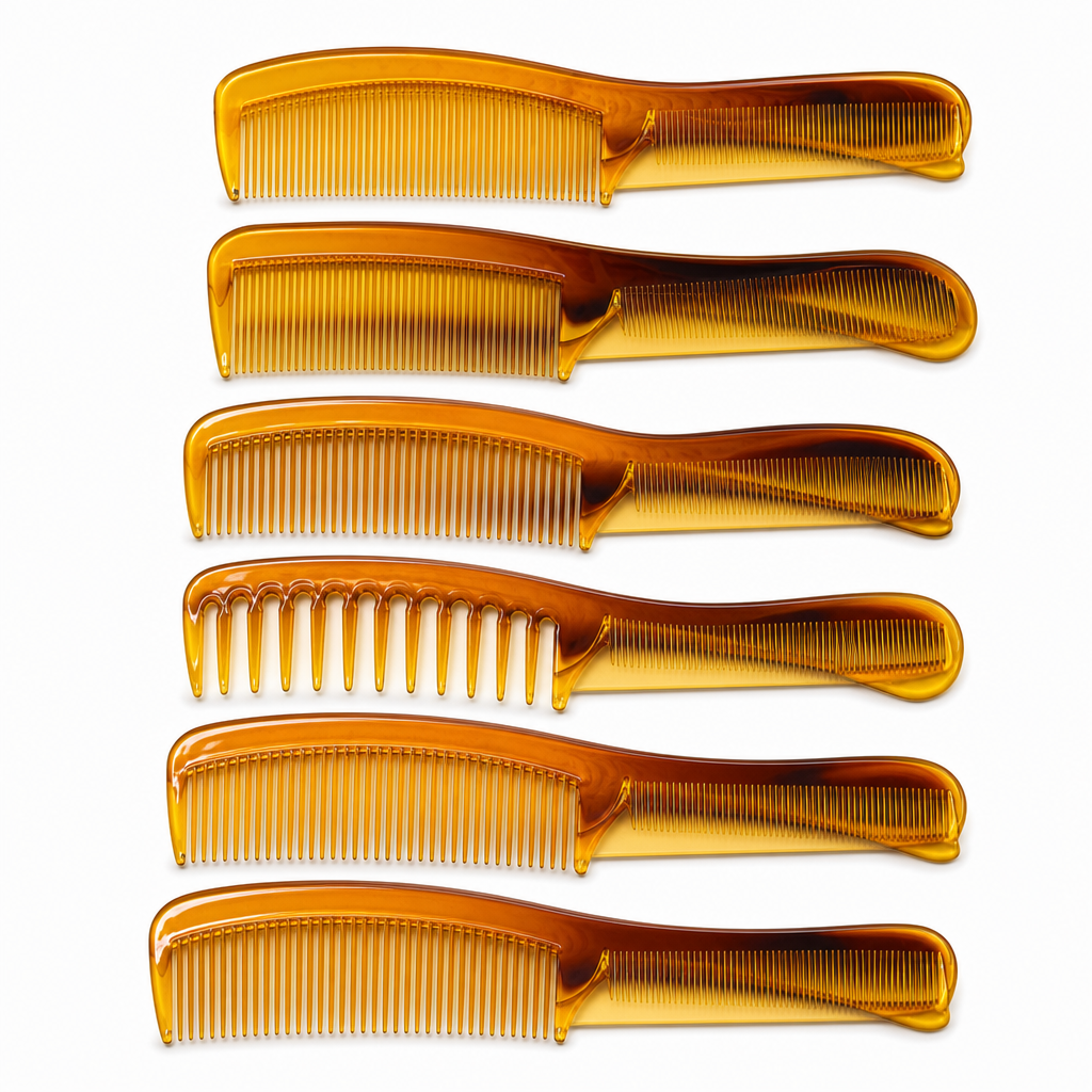 96 Pieces Amber Brown Hair Combs Set, 6 Pieces, Assorted Styling and Grooming Combs