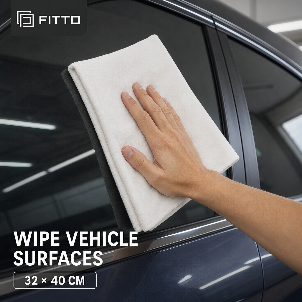 96 Pieces White Microfibre Car Cleaning Towel, 32 × 40 cm
