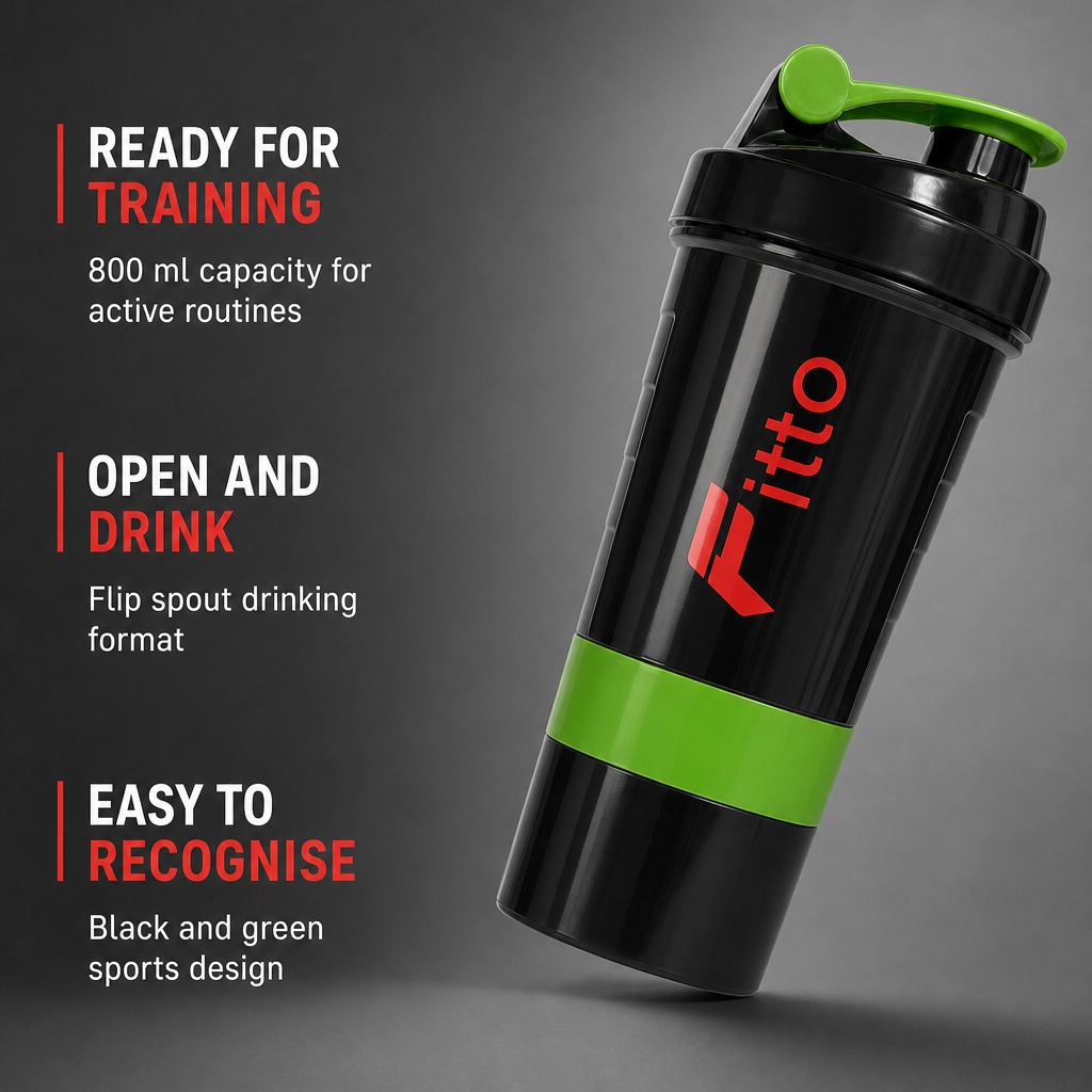96 Pieces Sports Shaker Bottle with Flip Spout, Black and Green, 800 ml, 1 Piece