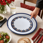 96 Pieces Melamine Round Serving Trays with Decorative Pattern, 40 cm
