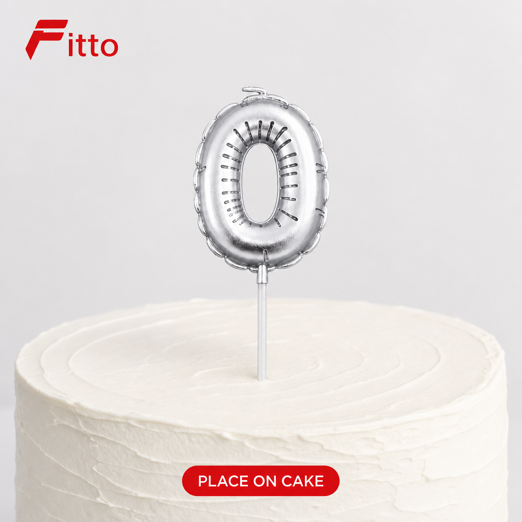 144 Pieces Happy Birthday Number 0 Cake Candle, Silver, 9 cm