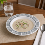 144 Pieces Soup Plate, 6 Inch, Grey With Geometric Border, Round Tablewares For Serving