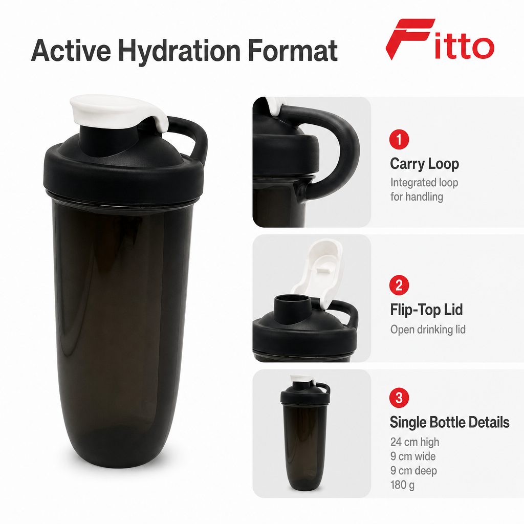 96 Pieces Protein Shaker Bottle with Carry Loop, Flip-Top Lid, 24 cm Height, Single Bottle