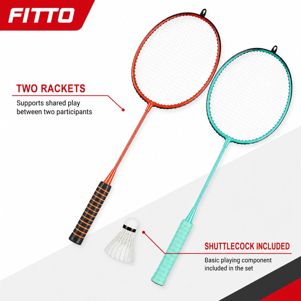 96 Pieces Badminton Racket Set with Shuttlecock, 2 Rackets, Multicolor