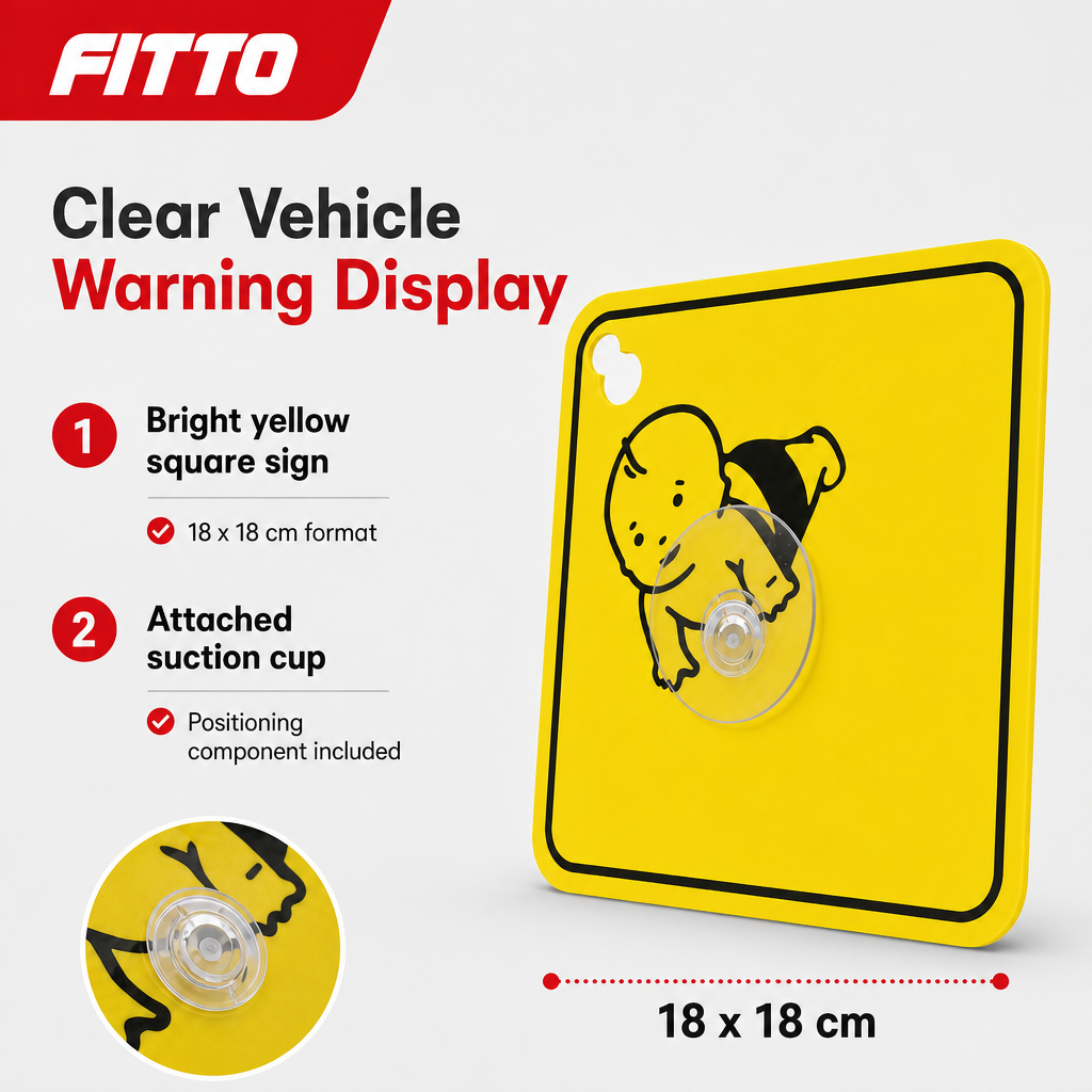 96 Pieces Car Safety Warning Signs with Suction Cup, Yellow Square, 18 x 18 cm