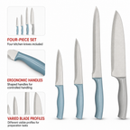 60 Pieces Kitchen Knife Set with Ergonomic Handles, 4-Piece Assorted Kitchen Knives for Food Preparation