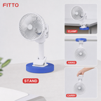 96 Pieces Desktop Fan Blue And White 1 Piece With Stand, Clamp, Hang Or Carry Options