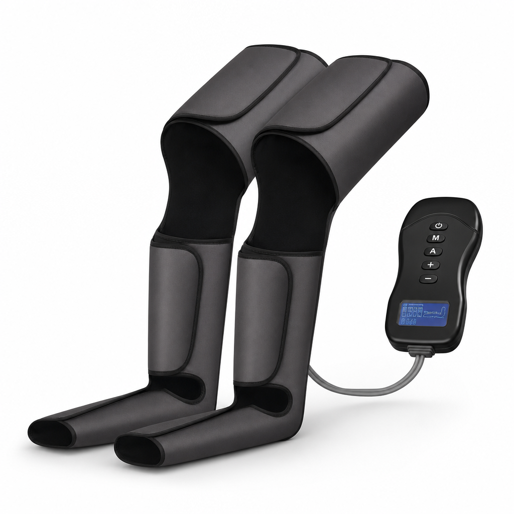 48 Pieces Air Compression Leg Massager with Remote Control, Black and Grey, 1 Set