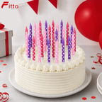 120 Pieces Dotted Birthday Candles with Holders, 24 Pieces, Red Purple Pink