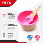 240 Pieces Ice Cream Cup with Spoon, Plastic Dessert Serving Bowl, Blue or Pink, 1 Piece