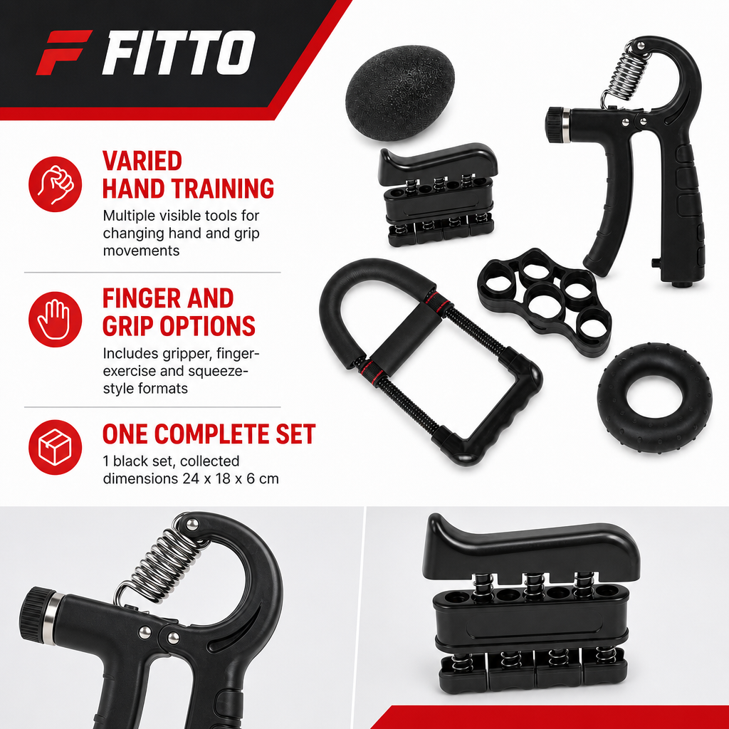 72 Pieces Hand Grip Strength Training Set, Multiple Exercise Tools for Hand and Finger Workouts, Black, 1 Set