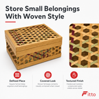 72 Pieces Handwoven Bamboo Storage Box with Woven Lid, Square Natural Design, 20 x 20 x 10 cm