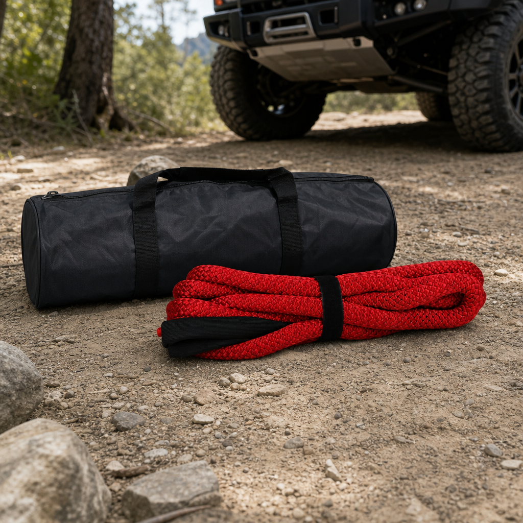 48 Pieces Kinetic Vehicle Recovery Tow Rope, 6 m, 13.2 Ton, 30% Elasticity, Red