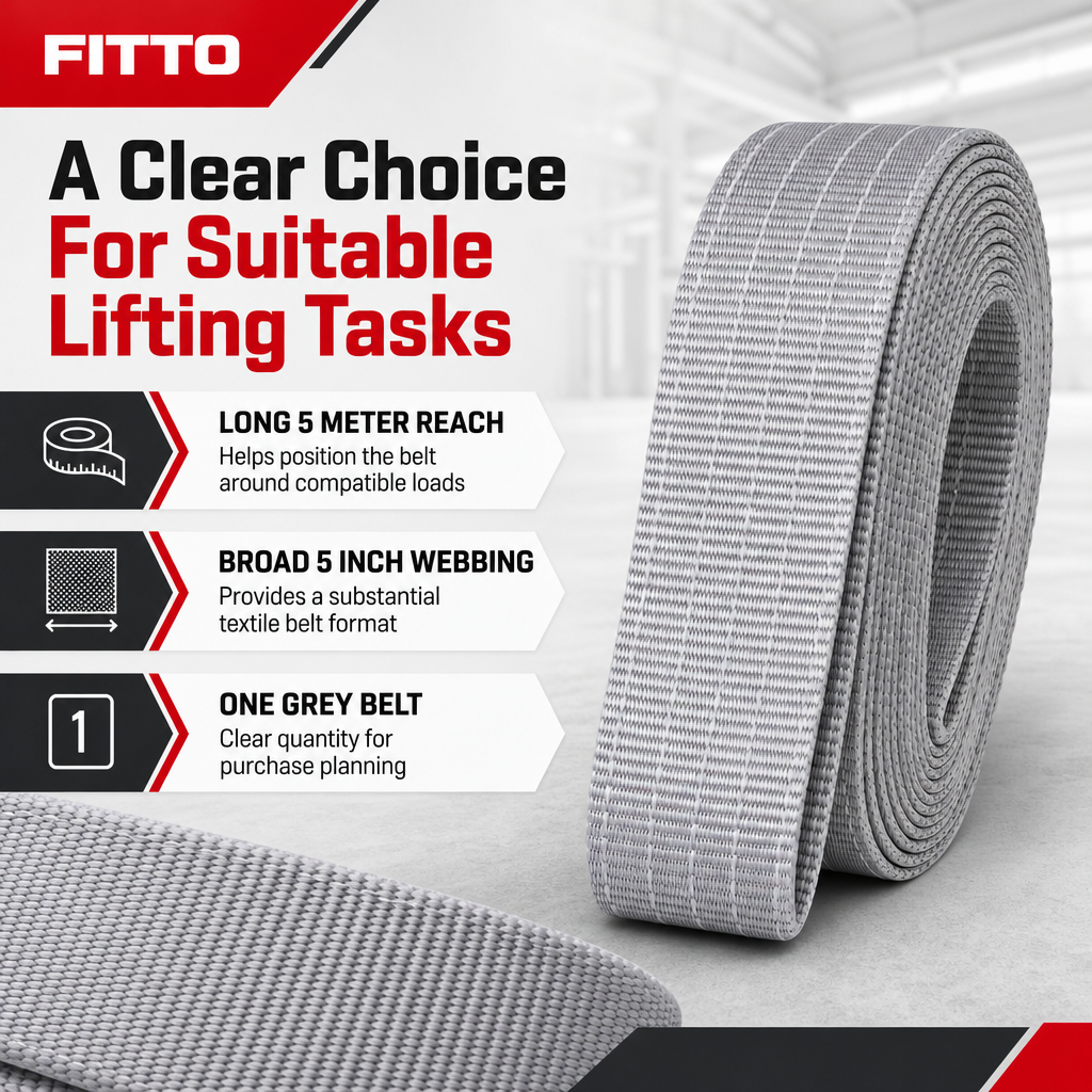 48 Pieces 5 Inch Polyester Lifting Sling Webbing Belt, 4000 kg Loading Capacity, 5 Meter, Grey, 1 Piece