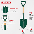 96 Pieces D-Handle Pointed Garden Shovel, 72 cm, Green with Natural Wood Handle, 1 Piece