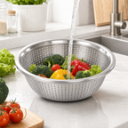 96 Pieces Stainless Steel Colander Bowl, 30 cm, Silver, 1 Piece