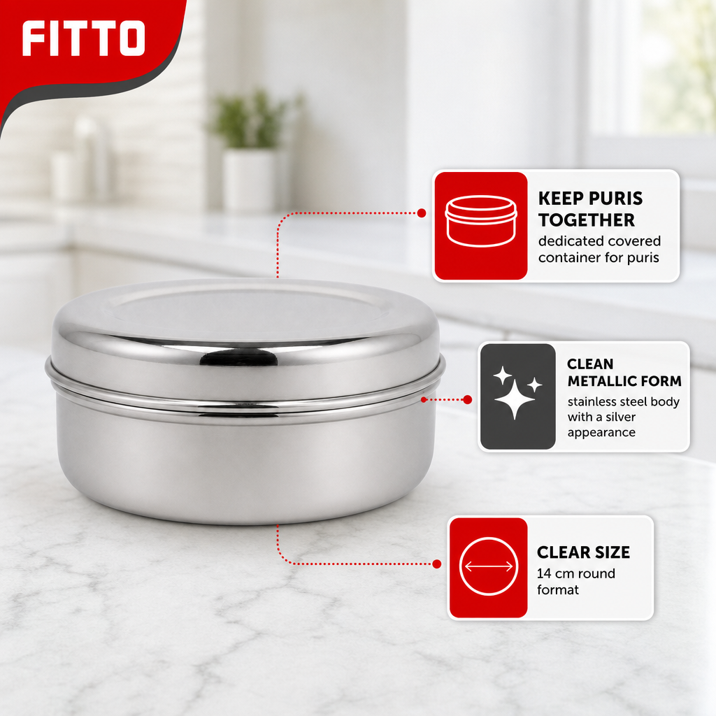 96 Pieces Stainless Steel Puri Storage Container, Round Covered Food Storage Box, 14 cm