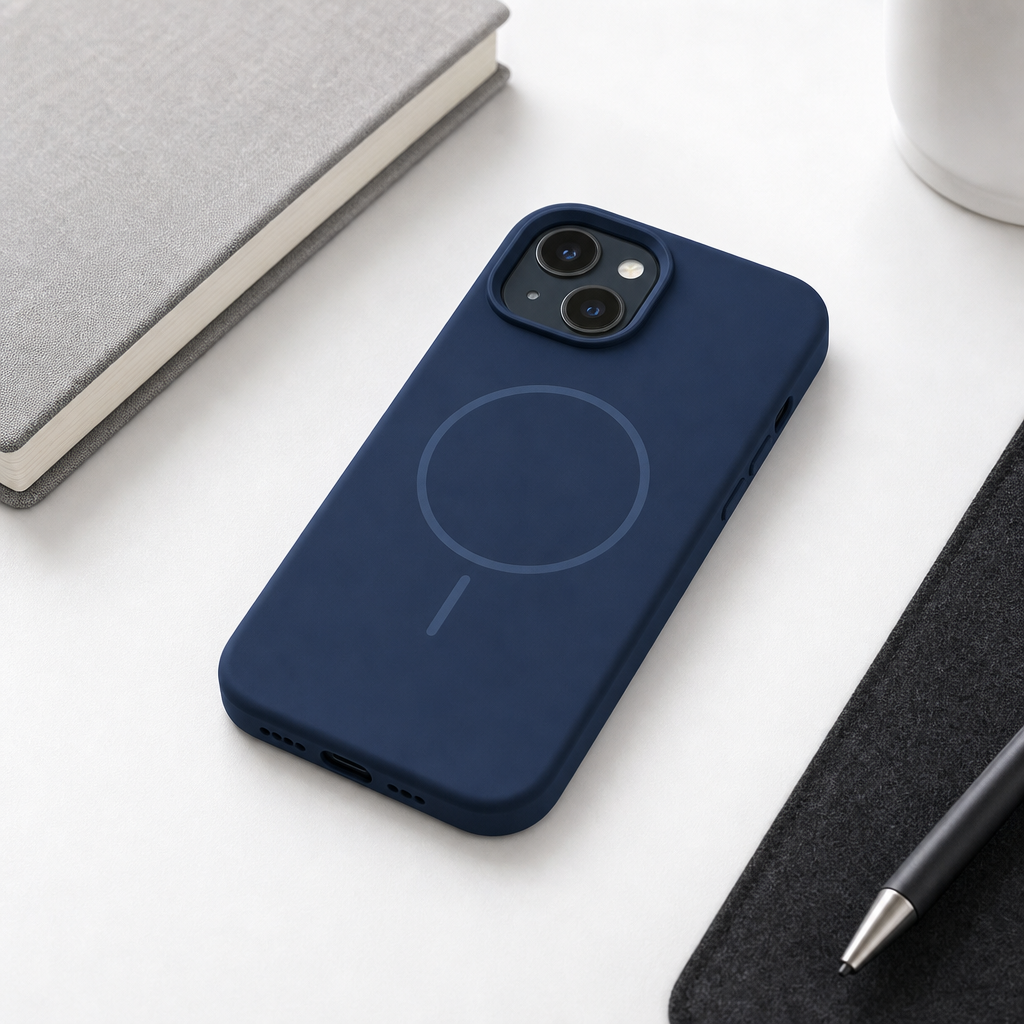 120 Pieces Silicone Magnetic Phone Cases for iPhone 13, Navy Blue with Raised Camera Protection