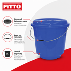 120 Pieces Household Buckets with Lid and Carry Handle, Plastic, 7 Litre, Blue