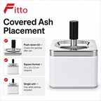 120 Pieces White Square Ashtrays with Push-Down Lid, Stainless Steel, 15 x 12 x 12 cm