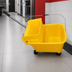 48 Pieces Commercial Mop Bucket with Wringers, Long Handle and Wheels, Yellow, 1 Piece