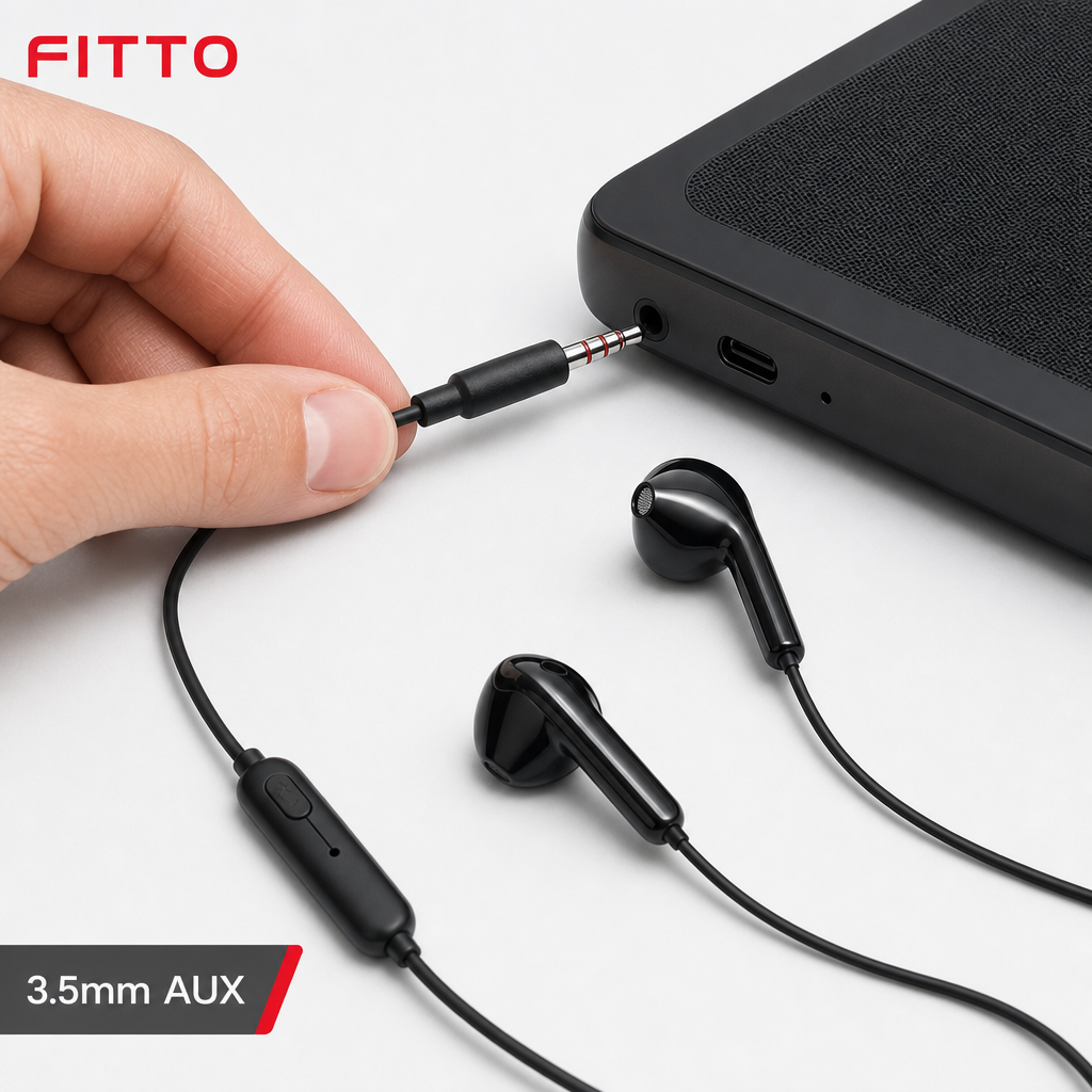 144 Pieces Wired Stereo Earphones with Inline Microphone, 3.5mm AUX Connection, Black