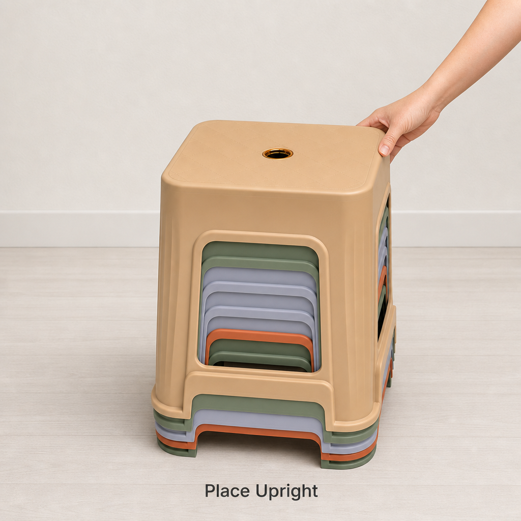 96 Pieces Stackable Square Plastic Stool, Beige, 45 x 34 x 30 cm