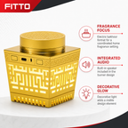 48 Pieces Gold Electric Bakhoor Burner with Built-In Speaker and Decorative Light, 1 Piece
