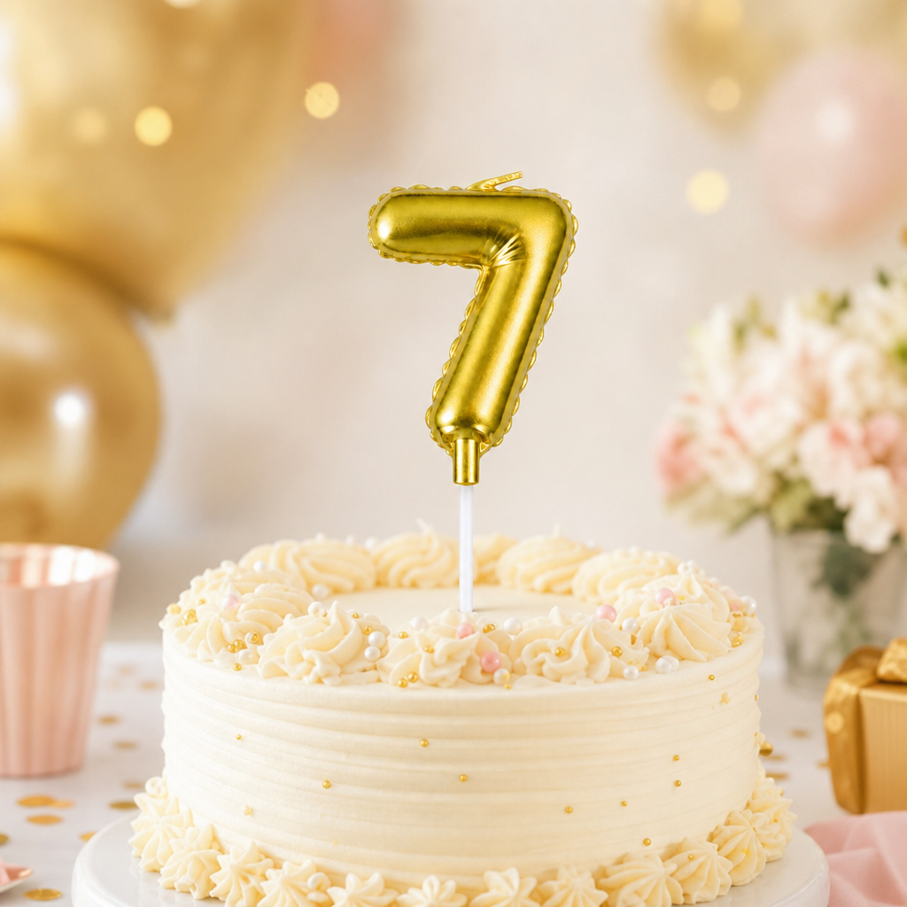 240 Pieces Gold Number 7 Birthday Cake Candle, 6 cm