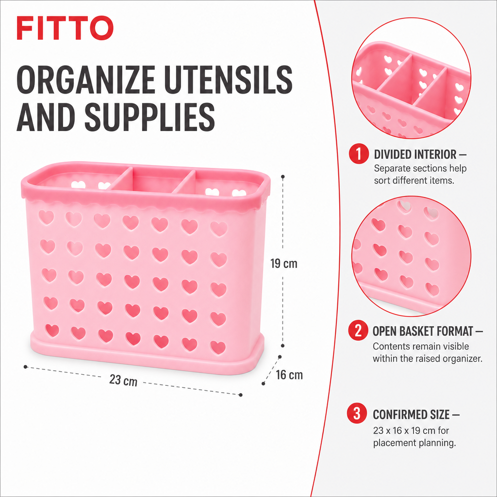96 Pieces Plastic Multipurpose Desk Organizers Basket, Cutlery and Stationery Holder, 23 x 16 x 19 cm, 1 Piece